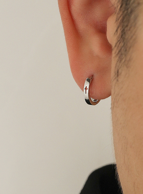 YiJian Studio925纯银耳环耳扣镂空十字架耳圈轻奢设计感单只学生