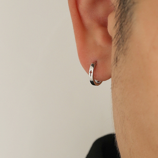 YiJian Studio925纯银耳环耳扣镂空十字架耳圈轻奢设计感单只学生