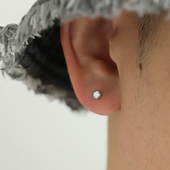 睡觉免摘耳钉男女同款 YiJian 925纯银螺纹款 养耳洞耳环精致小号