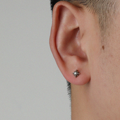 925银耳钉男生十字架雕花朋克复古耳饰女情侣简约个性 气质全新银