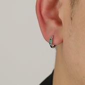 YiJian 925纯银耳扣潮流街头百搭耳钉男耳环女极简个性 耳饰绿色