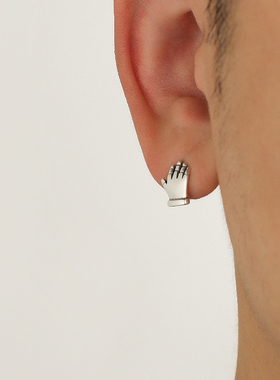 YiJian Studio925纯银小众设计手掌耳钉男女个性嘻哈做旧简约潮流