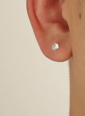 YiJian Studio 925纯银银锆石耳钉养耳棒新款耳饰男气质女小号ins