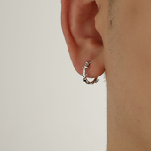 925银荆棘植物系耳扣耳环男个性 耳圈单只设计ins风独特造型女情侣