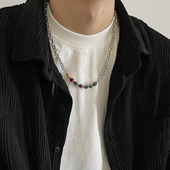 YiJian Studio小众设计项链男拼接彩色轻奢链条毛衣链女嘻哈潮流