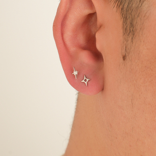 YiJianStudio s925纯银耳钉男星芒耳环女不规则一对日常百搭耳饰