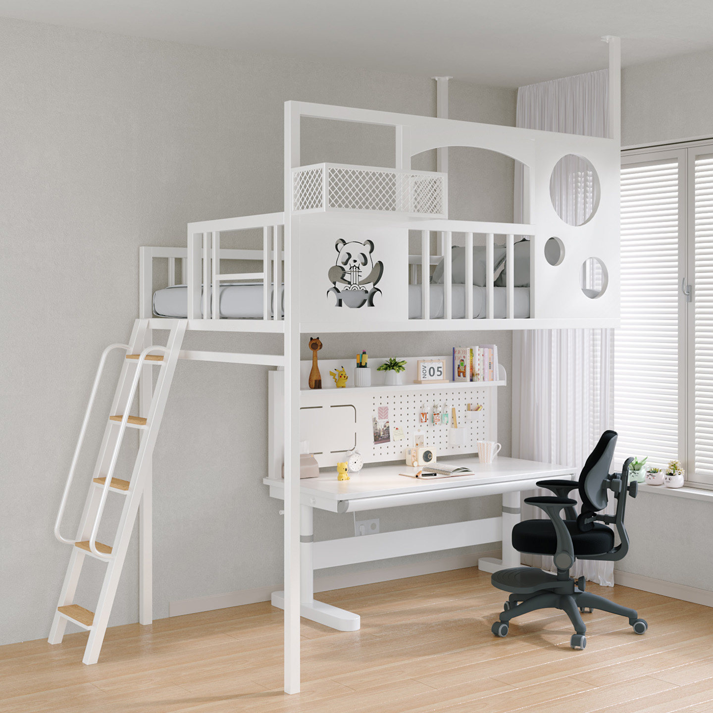 小户型阁楼床铁艺高架床单上层悬空床吊床上床下空钢架床高低床