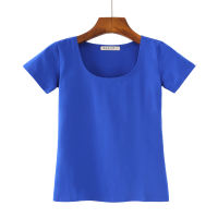 Kyung Yeon's U-neck top, black short-sleeved T-shirt, women's summer green T-shirt, blood summer sportswear base layer, fluorescent green mini shirt thumbnail 5