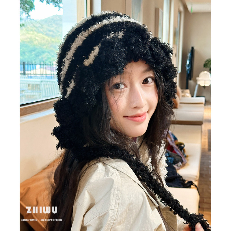 知雾冬季保暖套头帽子女