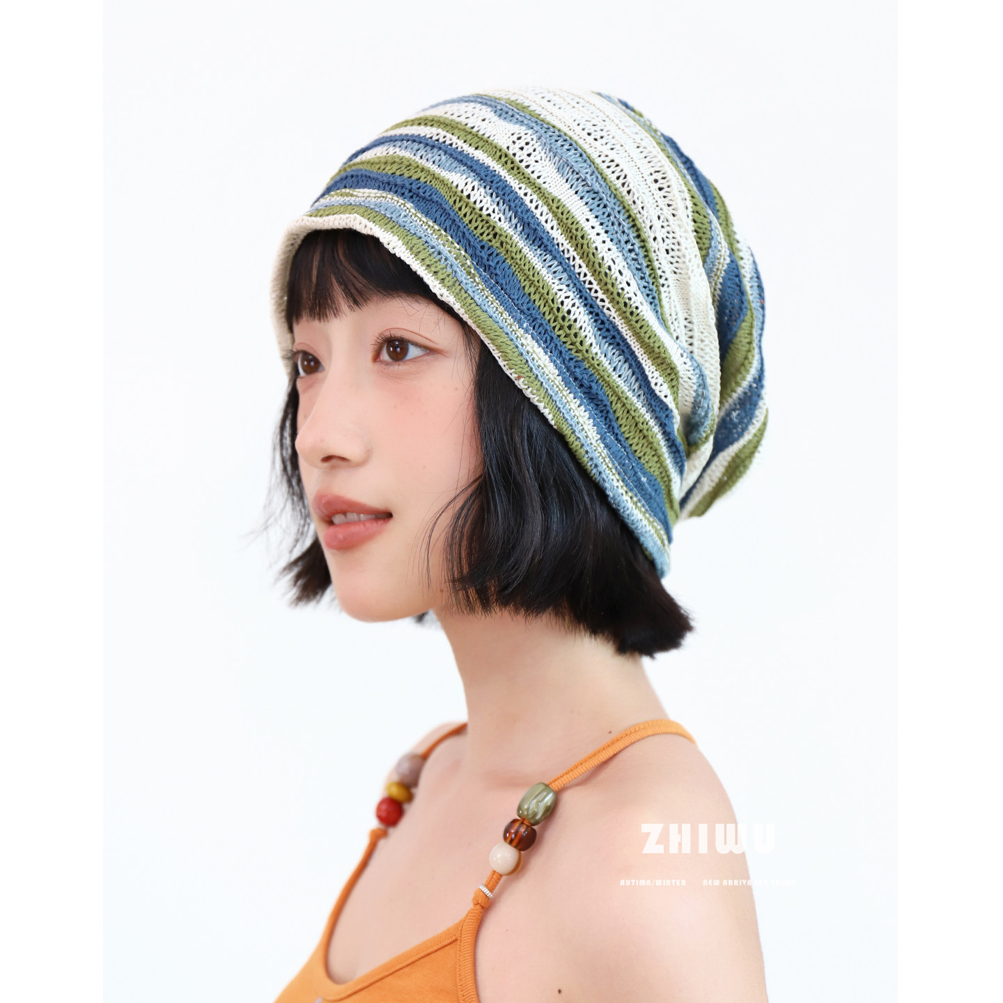 知雾春夏季薄款撞色堆堆帽女图片