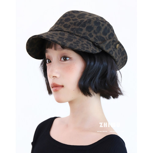 知雾秋冬时髦设计感豹纹贝雷帽女