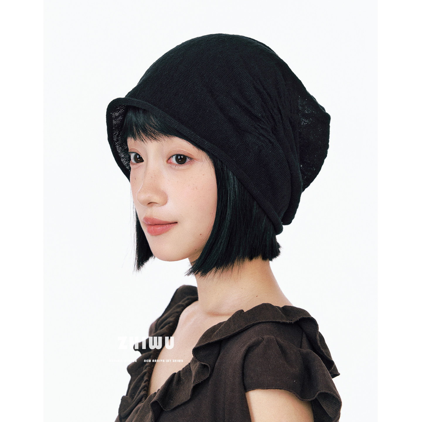 知雾秋季新品亚麻堆堆帽女图片