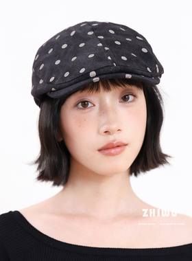 知雾英伦复古风波点前进帽女