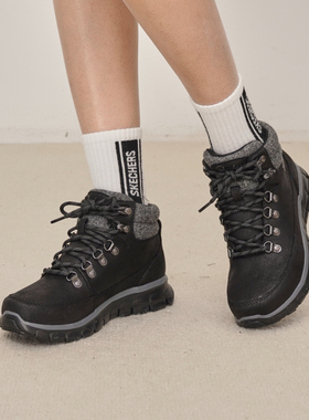 Skechers斯凯奇冬季高帮加绒女鞋户外机能风短筒时尚休闲靴167425