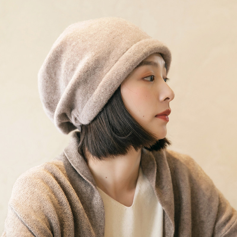 日系羊毛堆堆帽保暖大头围帽
