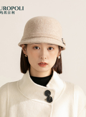 秋冬纯羊毛马术帽保暖法式帽子女款2025新款赫本风渔夫帽优雅礼帽