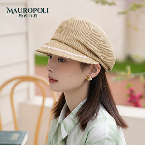 夏季日系短檐鸭舌帽女2026新款时尚草编遮阳帽夏天可折叠防晒草帽