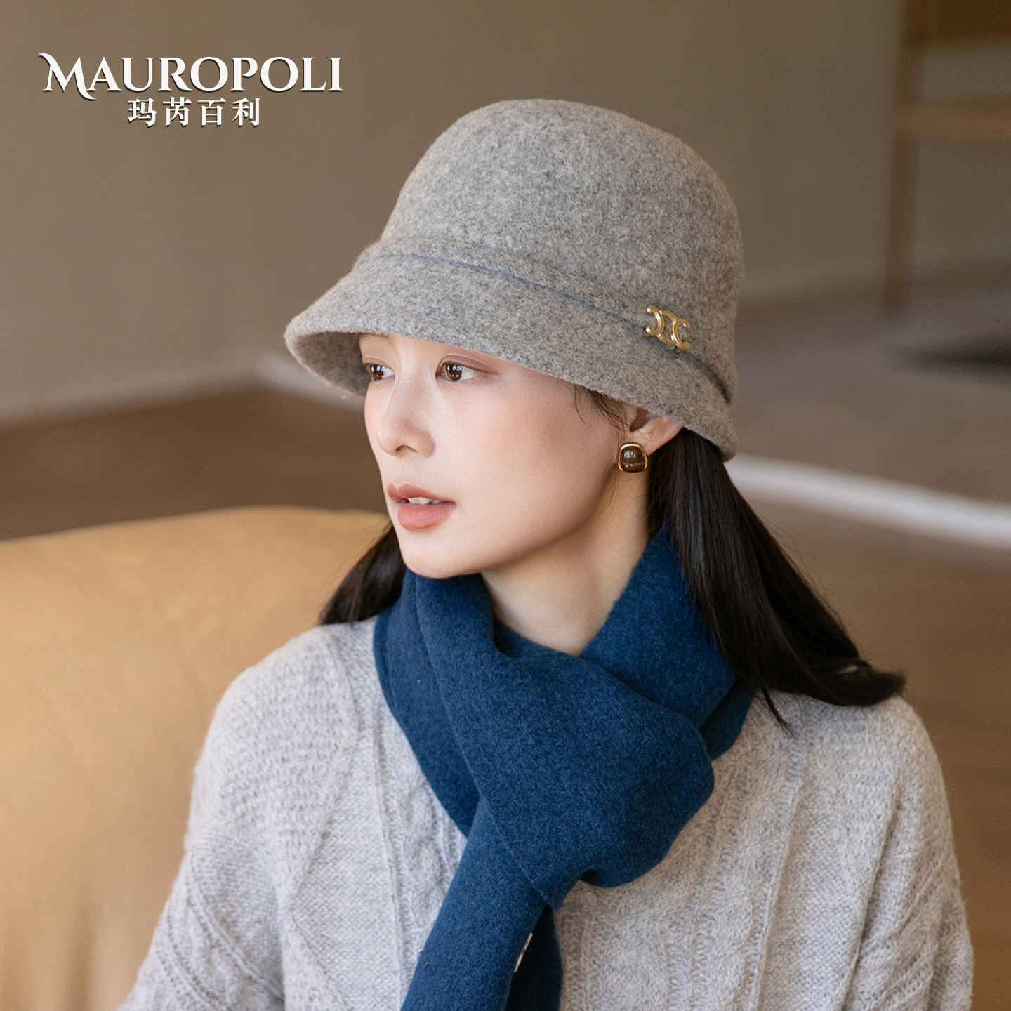100%羊毛渔夫帽女时尚保暖马术帽