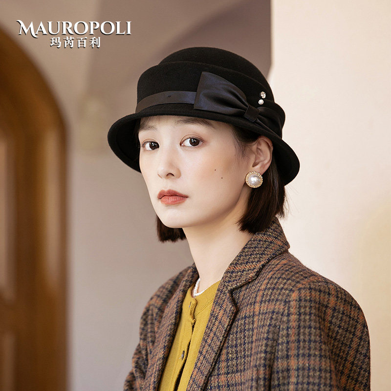 mauropoli渔夫帽出游复古女秋冬