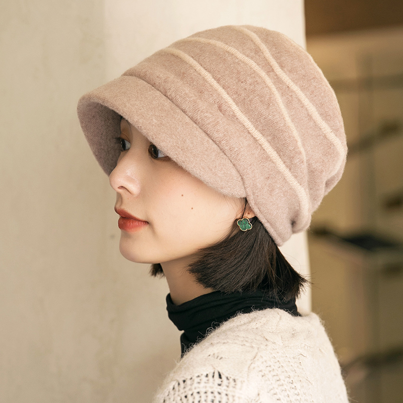 秋冬新款针织女士时尚风毛线帽