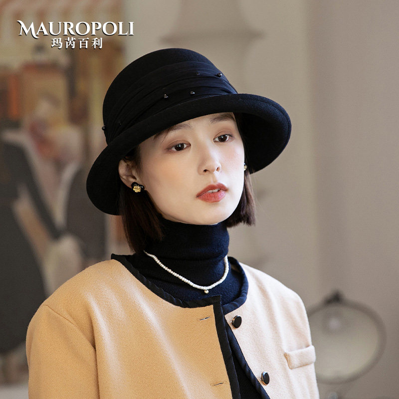 mauropoli渔夫帽出游复古女秋冬