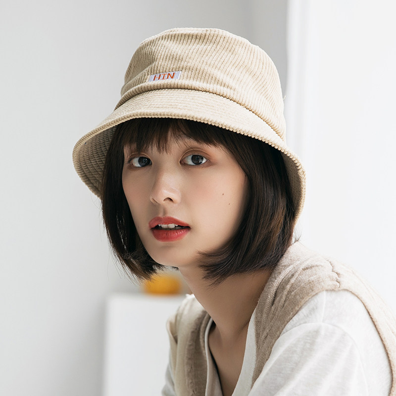 女日系百搭灯芯绒小檐盆帽渔夫帽