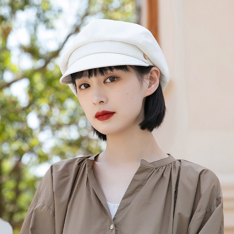 2026新款春秋薄款防晒遮阳帽子女鸭舌夏季黑色休闲百搭短檐八角帽