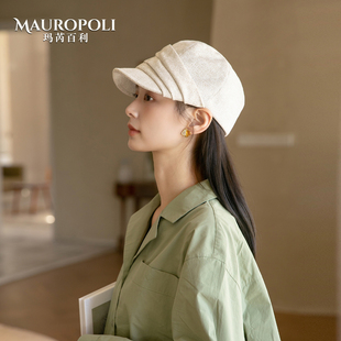 秋冬复古褶皱报童帽女可折叠帽子女款2025新款白色法式鸭舌贝雷帽