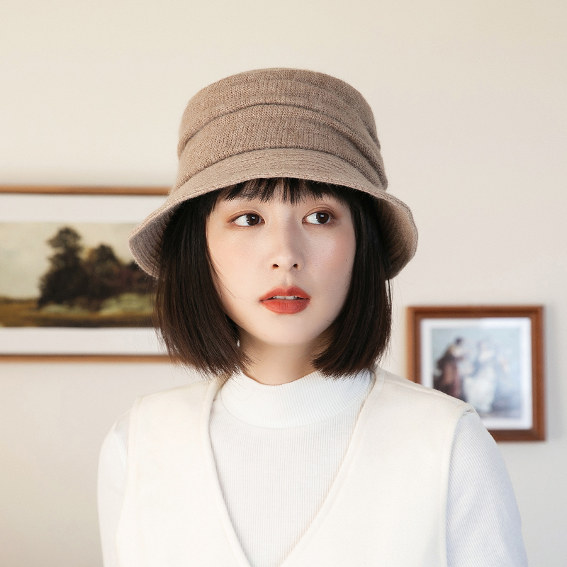 显脸小渔夫帽女秋冬兔毛保暖