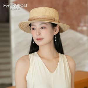 2026春夏季法式遮阳出游草帽拉菲草礼帽女帽防晒草编平顶太阳帽子