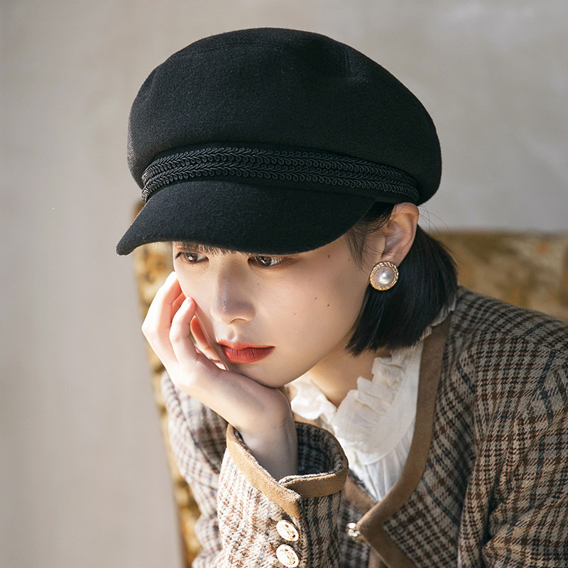 新款纯色海军帽女秋冬女士时尚潮