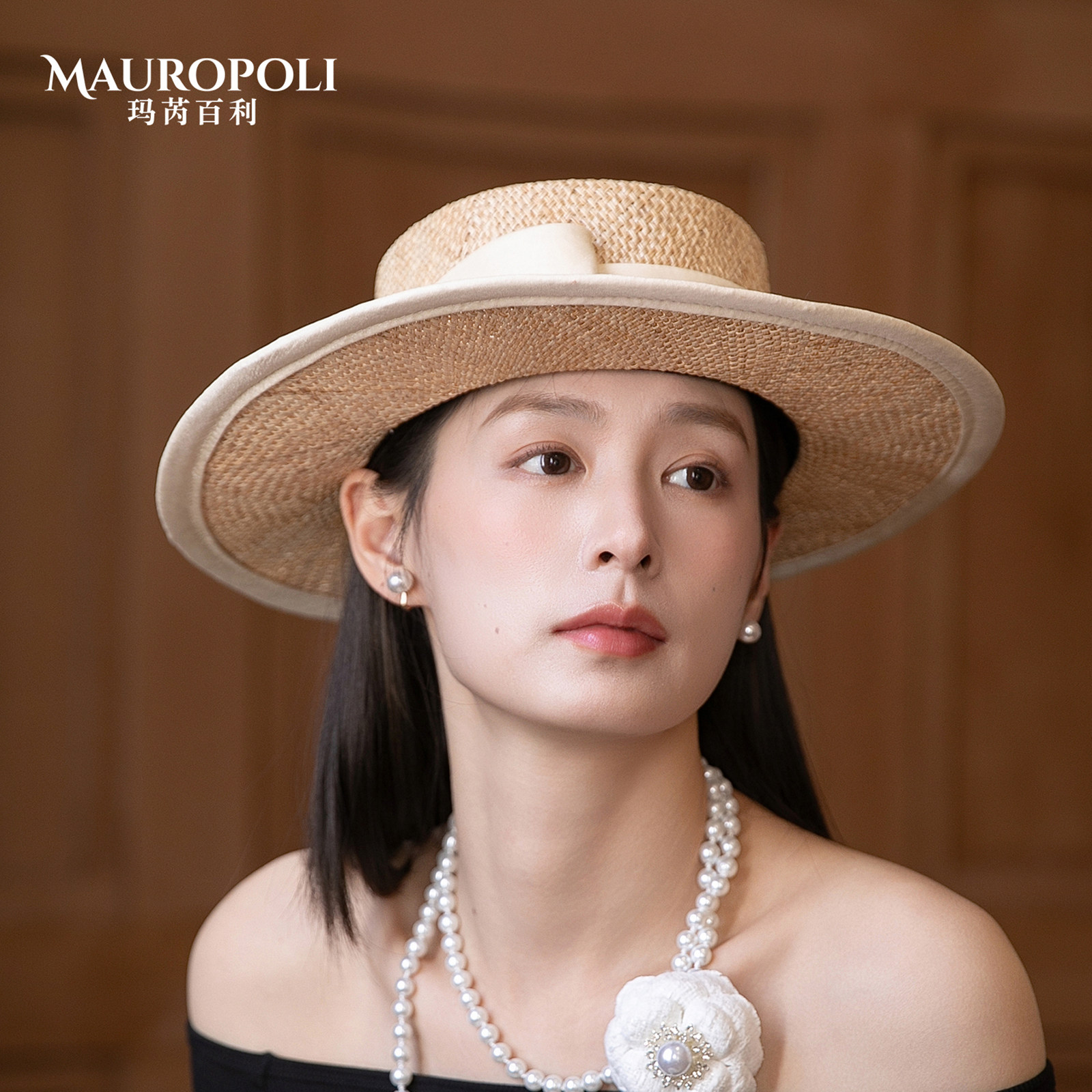 蝴蝶结法式赫本风草帽女款遮阳帽图片