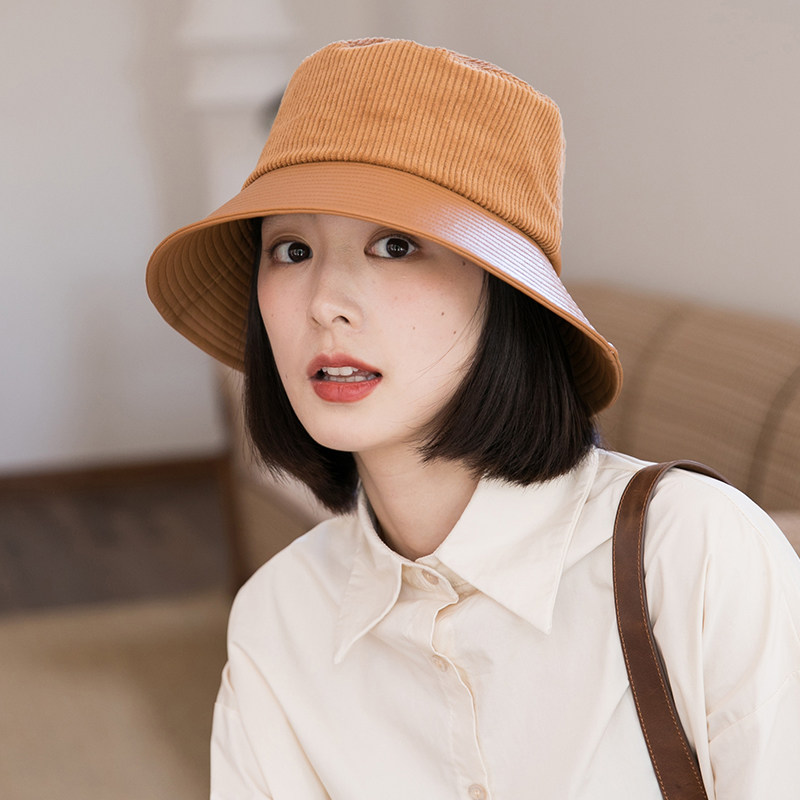 灯芯绒日系百搭春秋新款渔夫帽
