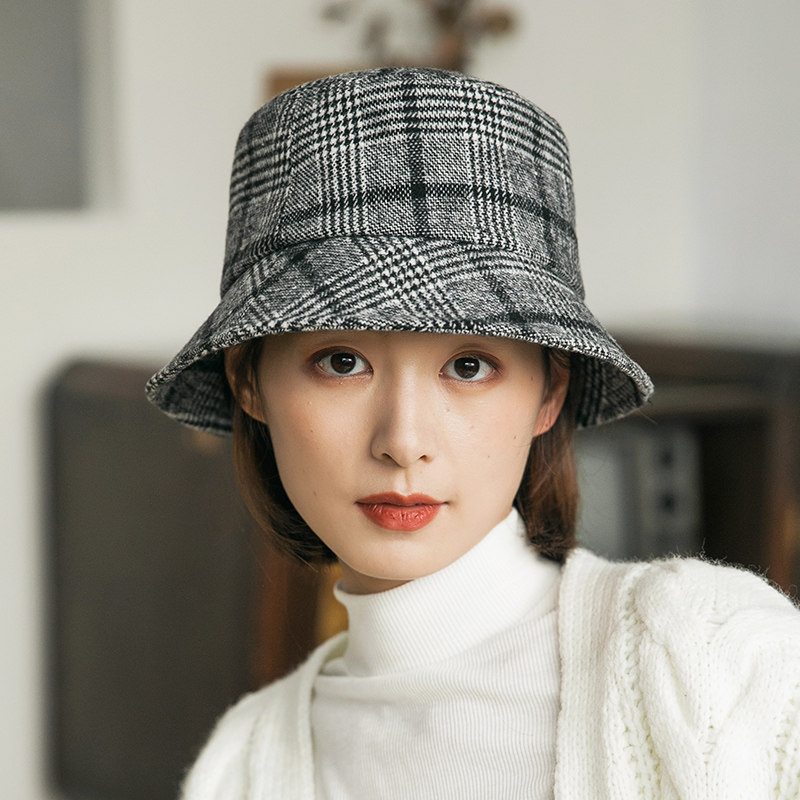 MauroPoli日系格子出游渔夫帽女