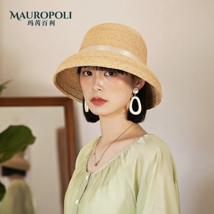 拉菲草帽子女款2026新款灯罩遮阳帽夏季防晒帽出游百搭渔夫帽度假