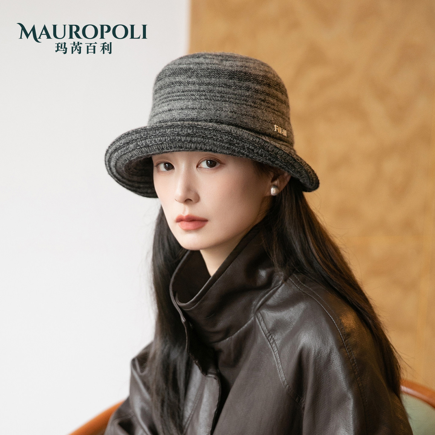 日系羊毛卷边渔夫帽女复古盆帽女