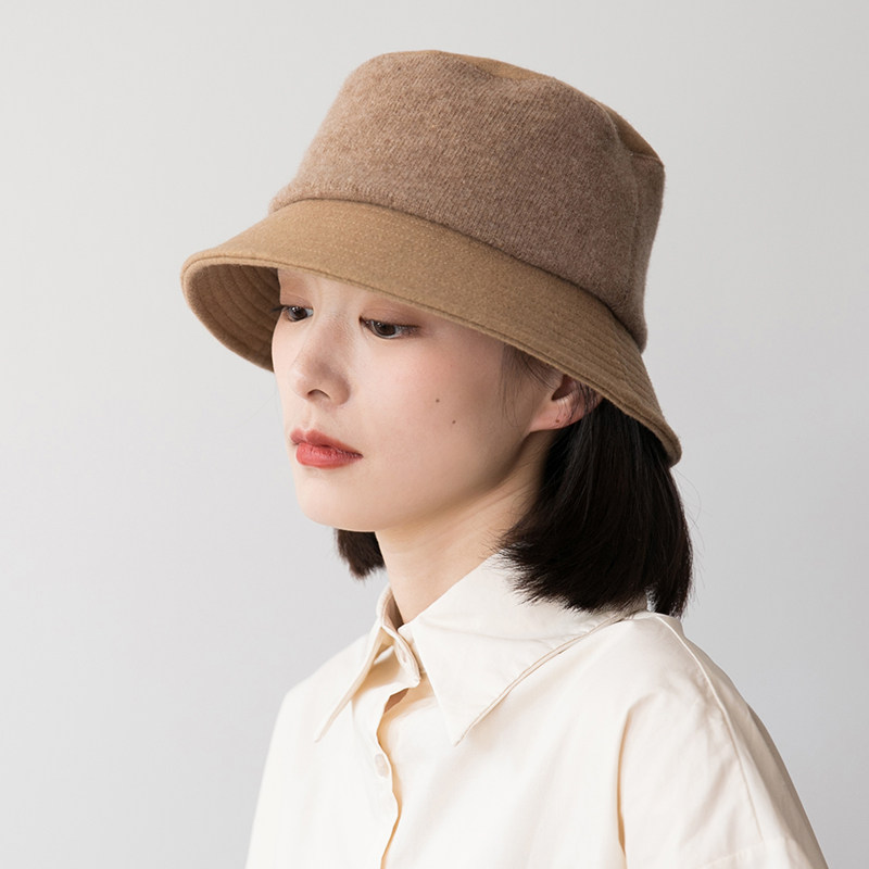 帽子女秋冬百搭羊毛渔夫帽女遮阳帽防晒韩版日系冬季短檐太阳帽潮