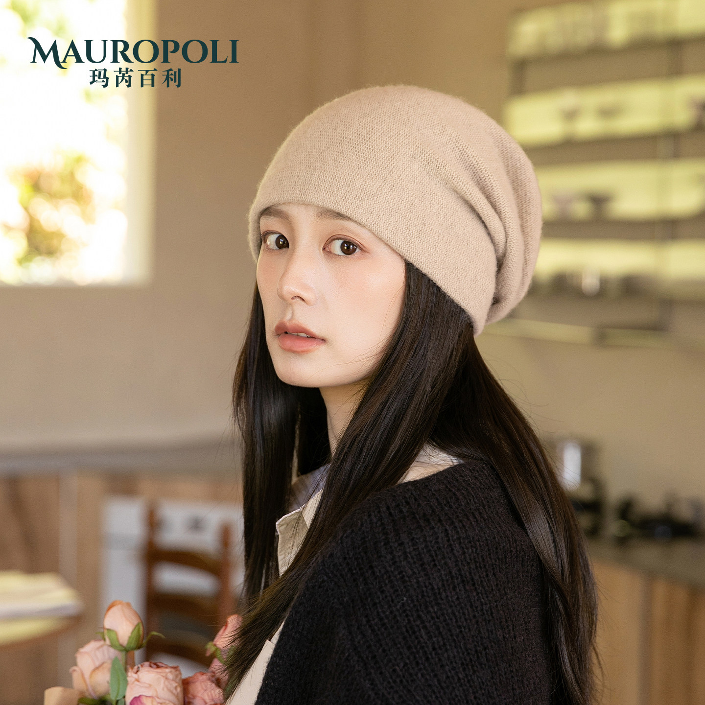 日系毛线帽女款羊毛针织帽女复古风帽子秋冬新款小头围薄款堆堆帽