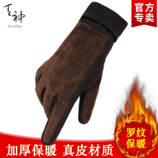 Перчатки 天神秋冬季男士真皮手套保暖全指女士加厚骑行手套开车通用手套
