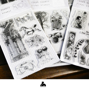 兔子家原创.vintage硅胶透明印章 选 复古手帐印章PART10.6款