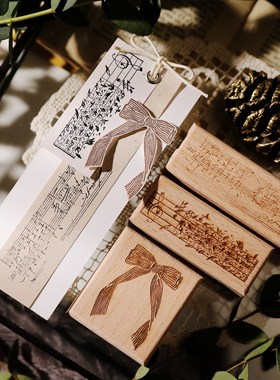 New兔子家手账盐系百搭diy轻复古欧美风【莫扎特手稿】榉木制印章