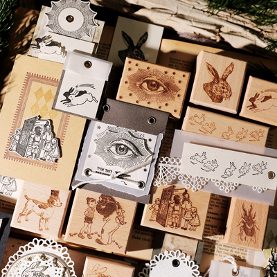 独家复古风格手账高清榉木印章