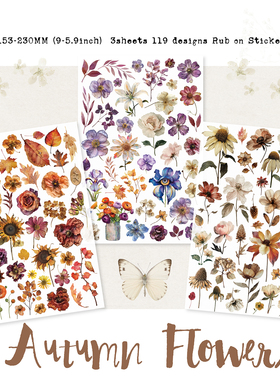 兔子家手帐拼贴素材布用转印纸刮刮乐复古风格干枯植物手账Rub on