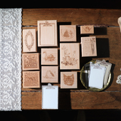 兔子家手账盐系百搭轻复古欧美风藏书票童话榉木制印章