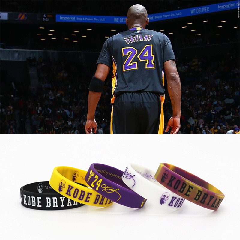 球星科比手环nba篮球洛杉矶la湖人队kobe签名夜光腕带曼巴精神 潮