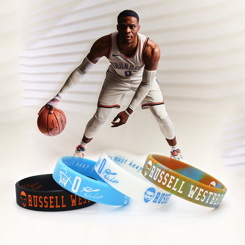 威少手环雷霆NBA篮球运动硅胶手环维斯布鲁克同款头像手腕带2018