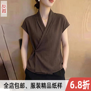 942#时尚调色板 亚麻短袖衬衫女夏休闲衬衣DIY做衣服裁剪打版纸样