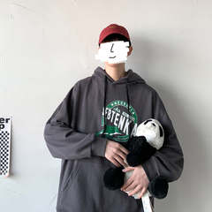 Hong Kong Style autumn winter hooded casual sweater trend loose print personalized Korean top