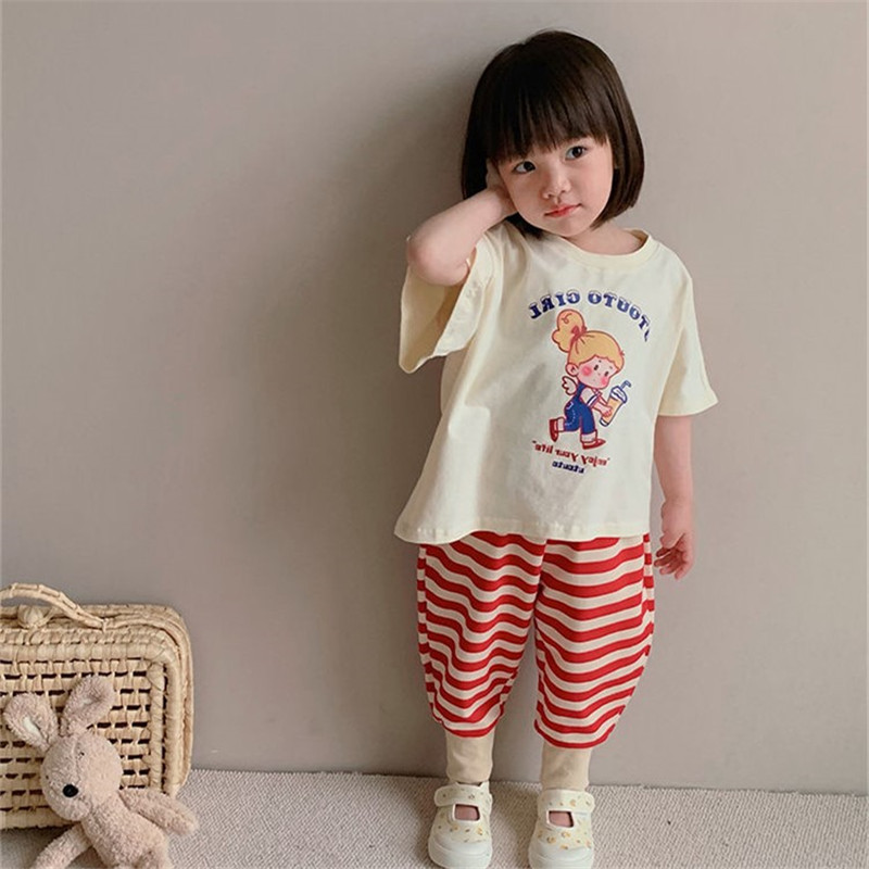 夏季女童套装宝宝全棉版型体恤儿童个性潮卡通短袖纯棉T恤上衣