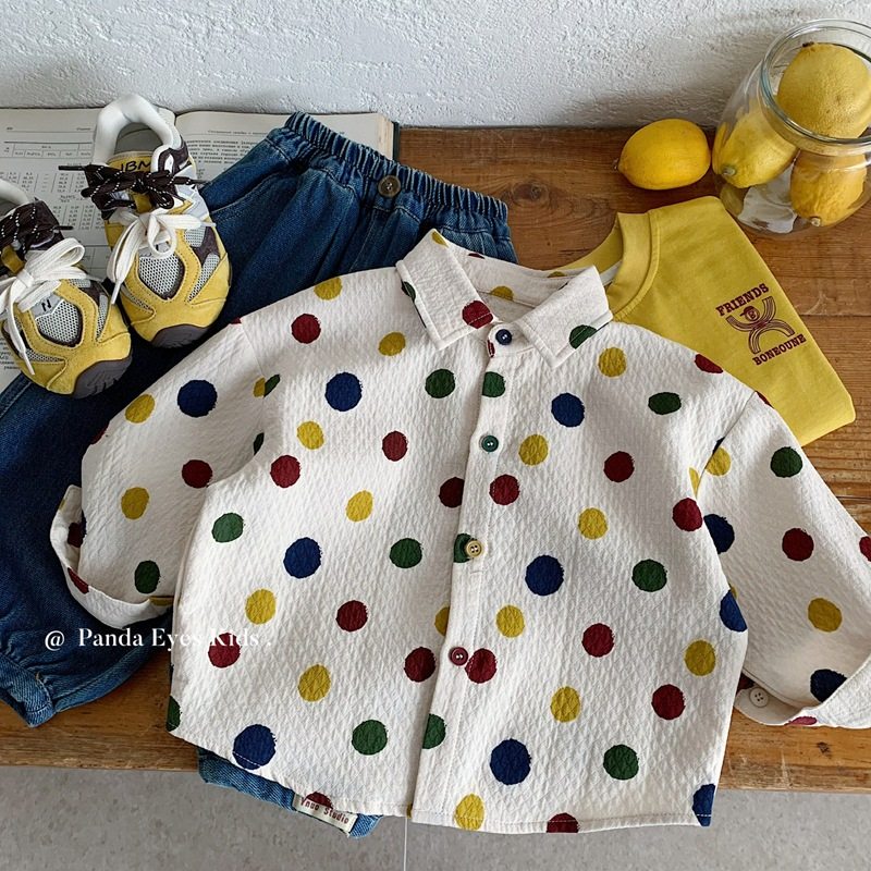 纯棉童装2026春秋新品男童文艺风圆点上衣内搭儿童衬衫春装外套,童装/婴儿装/亲子装,衬衫,淘宝优惠券,粉丝福利购,淘宝优惠卷